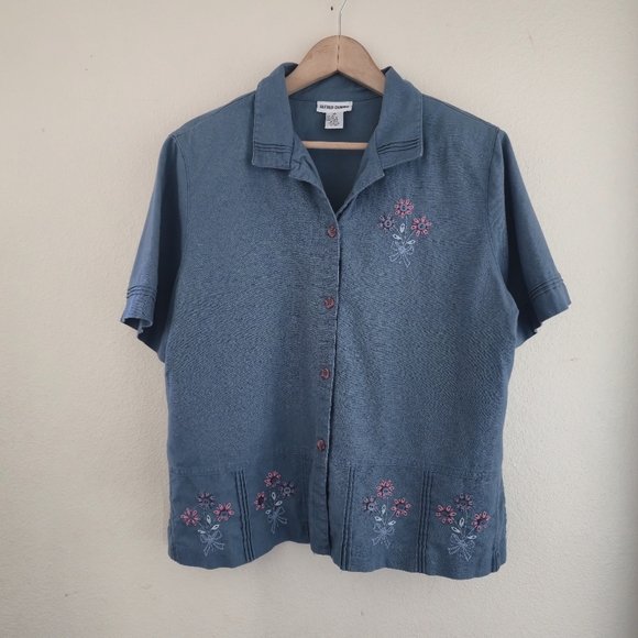 Alfred Dunner Tops - Vintage Alfred Dunner Blue Short Sleeve Shirt 18